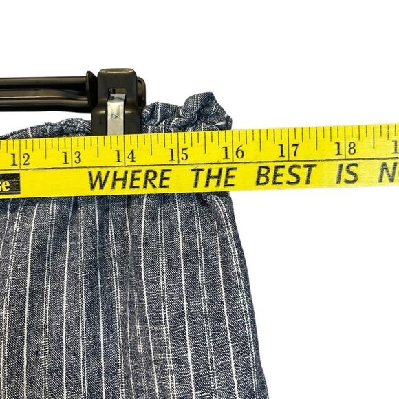 BEACH LUNCH LOUNGE Paperbag Pants Women's Large Blue White Striped Linen Blend - Picture 4 of 13